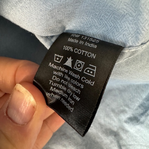 MONUMENT Men's Allover Geometric Short Sleeve Button Up Cotton Shirt Blue Large - Picture 5 of 9